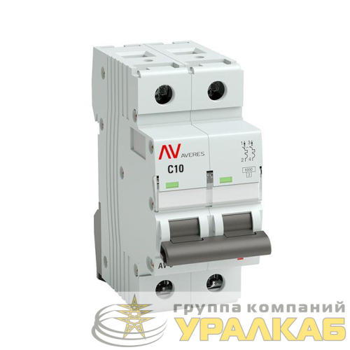 Выключатель автоматический модульный 2п C 10А 6кА AV-6 AVERES EKF 