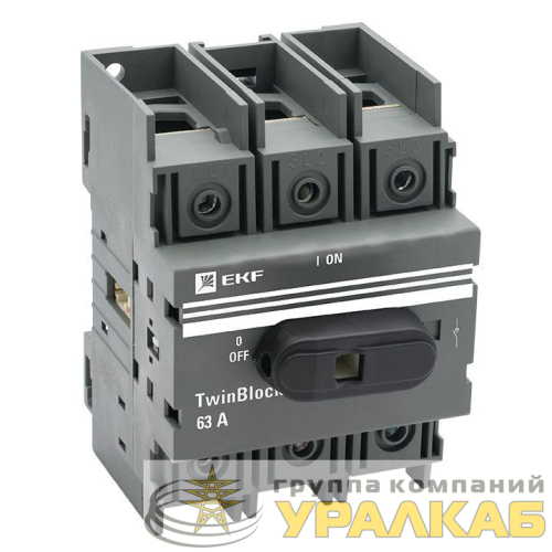 Рубильник 3п 63А с рукояткой управления для прямой установки TwinBlock EKF 