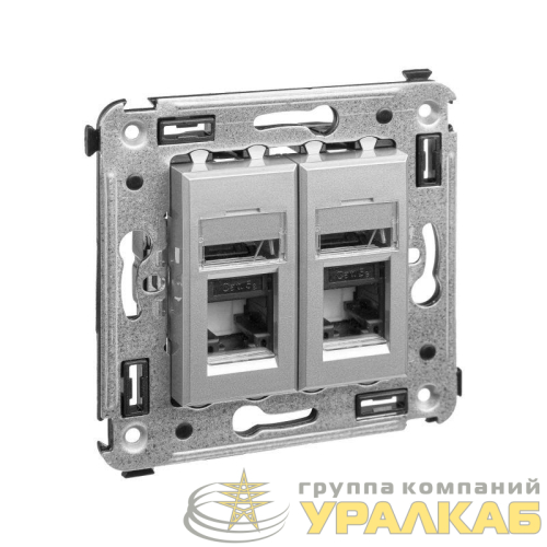Розетка 2-м RJ-45 СП кат.5e Avanti "Закаленная сталь" DKC 