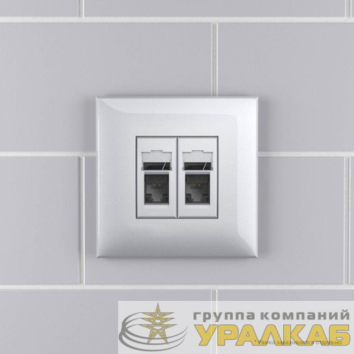 Розетка 2-м RJ-45 СП кат.5e Avanti "Закаленная сталь" DKC 