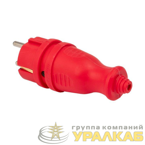 Вилка прямая 16А 2P+PE 230В IP44 каучук. красн. PROxima EKF 