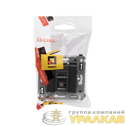 Розетка компьютерная 1-м RJ-45 СП кат.5e Avanti "Черный матовый" DKC 