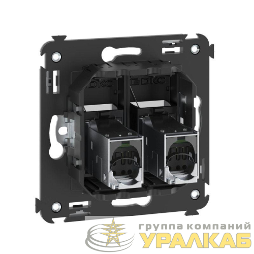 Розетка компьютерная 2-м RJ-45 СП кат.6 экранированная Avanti "Черный матовый" DKC 