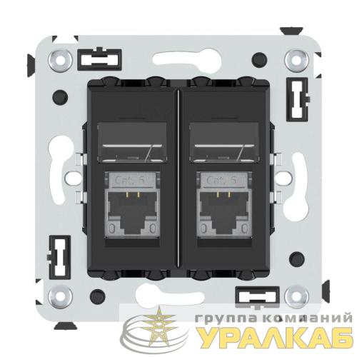 Розетка компьютерная 2-м RJ-45 СП кат.6 экранированная Avanti "Черный матовый" DKC 