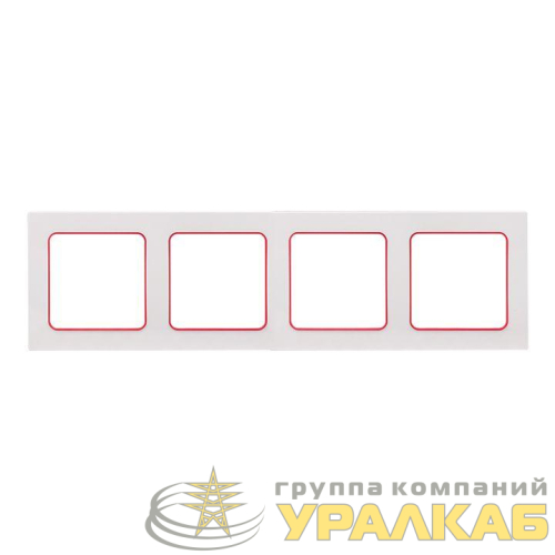 Рамка 4-м Стокгольм бел. с линией цвета красн. PROxima EKF 