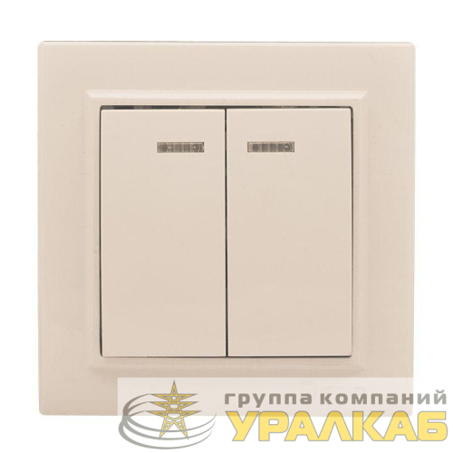 Выключатель 2-кл. СП Минск 10А IP20 с индикатором беж. EKF 