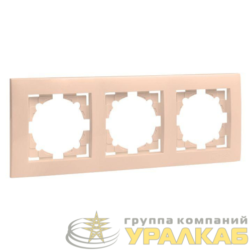 Рамка 3-м Валенсия крем. PROxima EKF 