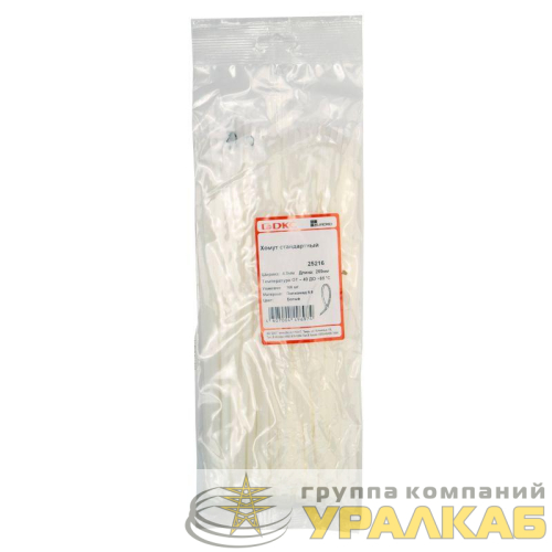 Хомут кабельный 4.8х250 полиамид бел. (уп.100шт) DKC 