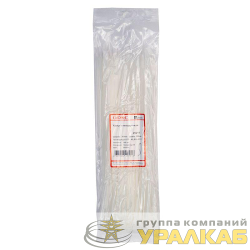 Хомут кабельный 4.8х290 полиамид бел. (уп.100шт) DKC 