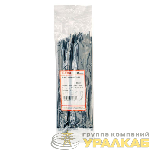 Хомут кабельный 2.6х200 полиамид черн. (уп.100шт) DKC 