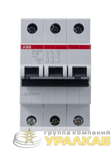 Выключатель автоматический модульный 3п C 16А 4.5кА SH203L C16 ABB 