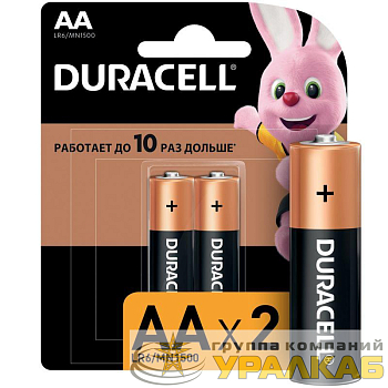 Элемент питания алкалиновый AA/LR6/MN 1500 Basic BP-2 (блист.2шт) Duracell Б0014044/