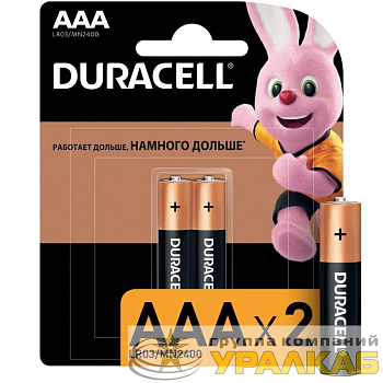 Элемент питания алкалиновый AAA/LR03/MN 2400 Basic BP-2 (блист.2шт) Duracell Б0014052/