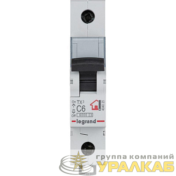 Выключатель автоматический модульный 1п C 6А 6кА TX3 6000 1мод. 230/400В Leg 