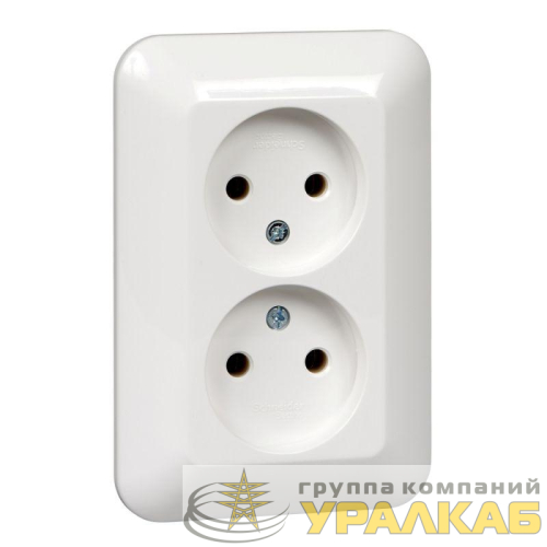 Розетка 2-м СП Прима 16А IP20 без заземл. без защ. шторок (опт. упак.) бел. SchE 