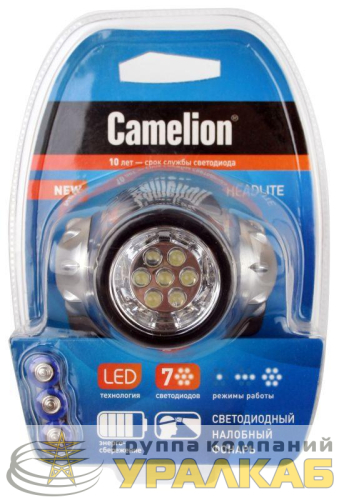 Фонарь налобный LED5310-7F3 (7LED 3 режима; 3хR03 в комплекте; метал.) Camelion 