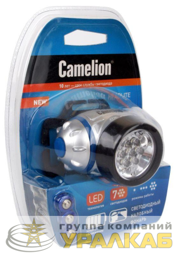 Фонарь налобный LED5310-7F3 (7LED 3 режима; 3хR03 в комплекте; метал.) Camelion 