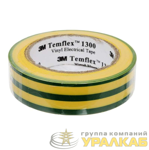 Изолента ПВХ 15мм Temflex 1300 желт./зел. (рул.10м) 3М 
