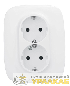 Розетка 2-м СП Valena Allure 16А IP20 250В 2х2P+E защ. шторки безвинт. клеммы с лицев. панелью бел. Leg 
