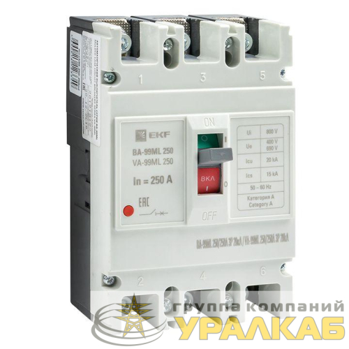 Выключатель автоматический 3п 250/250А 20кА ВА-99МL Basic EKF 