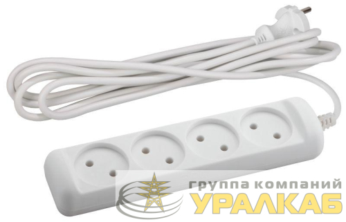 Удлинитель 4х3м без заземл. 10А IP20 ПВС 2х1 Эра 