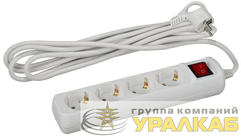 Удлинитель 4х5м с заземл. 16А IP20 ПВС 3х1 с выкл. Эра 