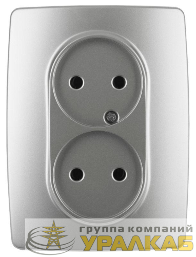 Розетка 2-м СП Эра12 12-2107-03 16А IP20 16AX 250В 2х2P алюм. Эра 