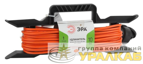 Удлинитель-шнур на рамке 1х10м без заземл. 10А IP44 ПВС 2х1 Эра 