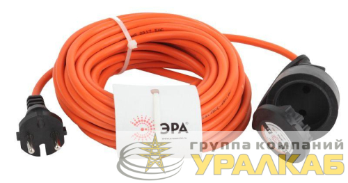 Удлинитель-шнур 1х10м без заземл. 6А IP44 ПВС 2х0.75 в бухте Эра 
