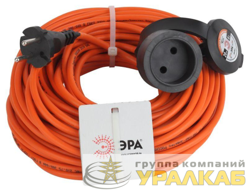 Удлинитель-шнур 1х20м без заземл. 6А IP44 ПВС 2х0.75 в бухте Эра 