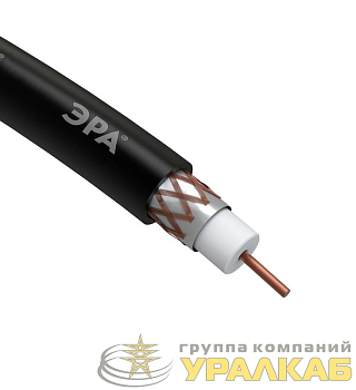 Кабель коаксиальный RG-6U 75Ом Cu/оплетка Cu 64проц. PE черн. (уп.305м) Эра 