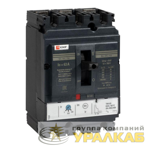 Выключатель автоматический 3п 100/63А 36кА ВА-99C Compact NS PROxima EKF 