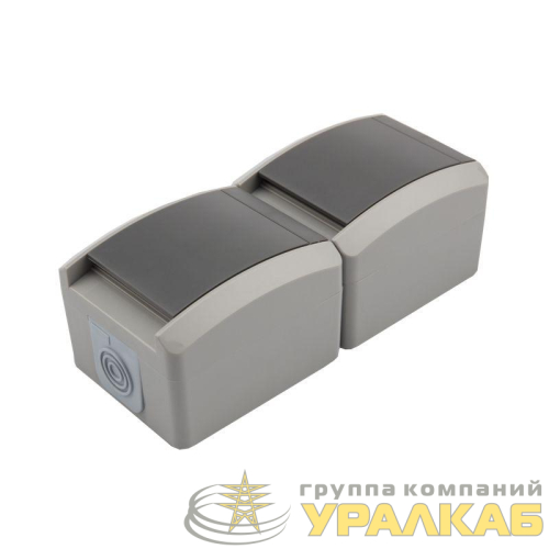 Блок ОП 2 розетки вертик. INDUSTRIAL с заземл. IP54 сер. Kranz 