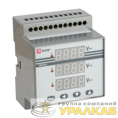 Вольтметр цифровой VD-G33 на DIN-рейку трехфазный EKF 