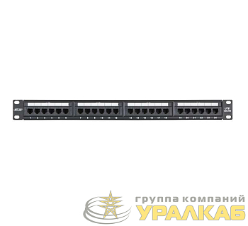 Панель коммутационная 19дюйм 1U 24 порта кат.5e класс D 100МГц RJ45/8P8C 110/KRONE T568A/B неэкран. черн. NETLAN EC-URP-24-UD2