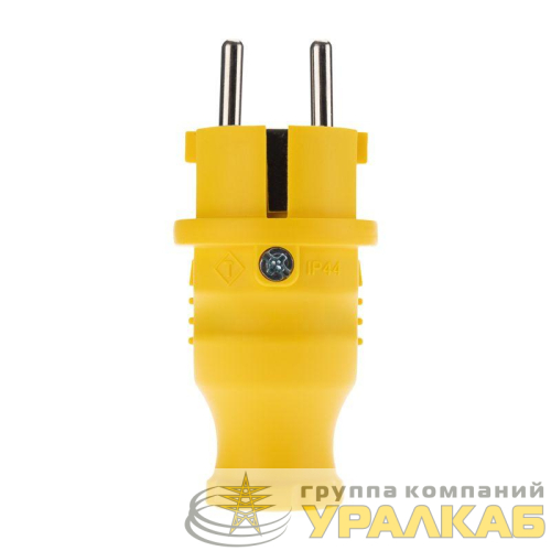 Вилка прямая влагозащищенная с заземл. 16А. IP44 каучук желт. Rexant 