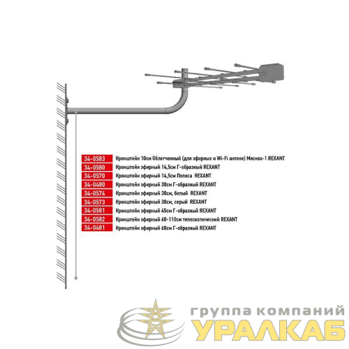 Кронштейн эфирный 30см бел. Rexant 