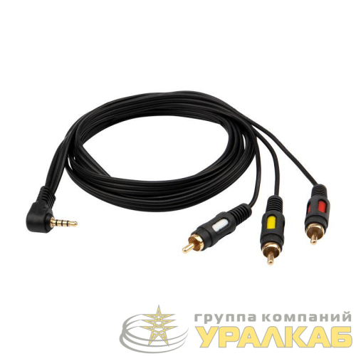 Шнур 3.5мм 4C Plug - 3RCA Plug 1.5м (GOLD) Rexant 