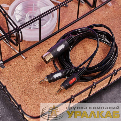 Шнур DIN 5PIN Plug-2 RCA Plug 1.5м (GOLD) Rexant 
