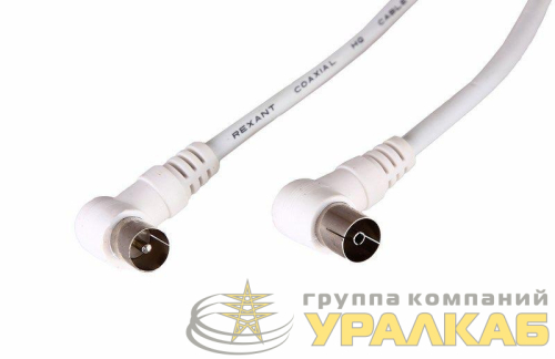 Шнур TV Plug - TV Jack 3м угловой бел. Rexant 