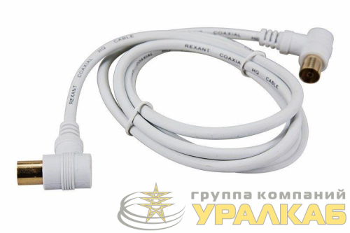 Шнур TV Plug - TV Jack 3м угловой бел. Rexant 