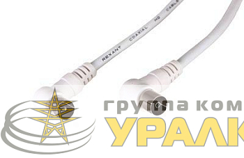 Шнур TV Plug - TV Jack 3м угловой бел. Rexant 