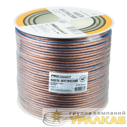 Кабель Stereo 2х6 BLUELINE прозр. (уп.100м) PROCONNECT 