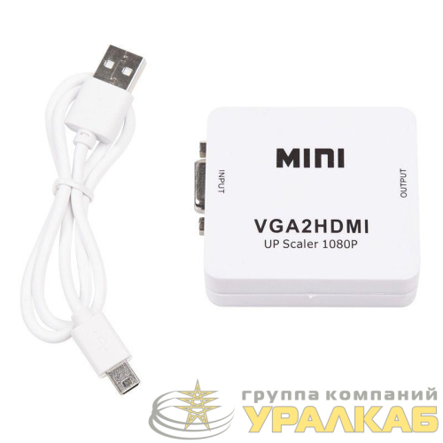 Конвертер VGA + Стерео 3.5мм на HDMI пластик бел. Rexant 