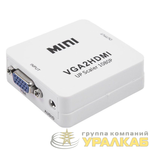 Конвертер VGA + Стерео 3.5мм на HDMI пластик бел. Rexant 