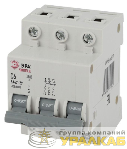 Выключатель автоматический модульный 3п C 32А 4.5кА ВА 47-29 SIMPLE-mod-24 ЭРА 