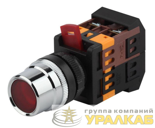Кнопка ABLF-22 красн. d22мм неон/240В 1з+1р BBT10-ABLF-K04E ЭРА 