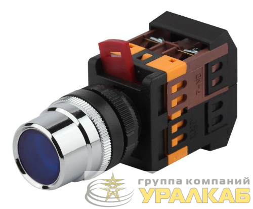 Кнопка ABLF-22 син. d22мм неон/240В1з+1р BBT10-ABLF-K07E ЭРА 