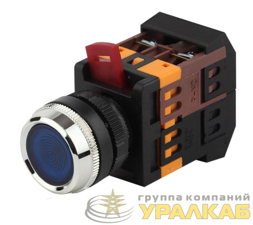 Кнопка ABLFS-22 син. d22мм неон/240В 1з+1р BBT30-ABLFS-K07E ЭРА 