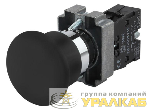 Кнопка LAY5-BC21 "Грибок" 1з BBG70-BC-K02E черн. ЭРА 